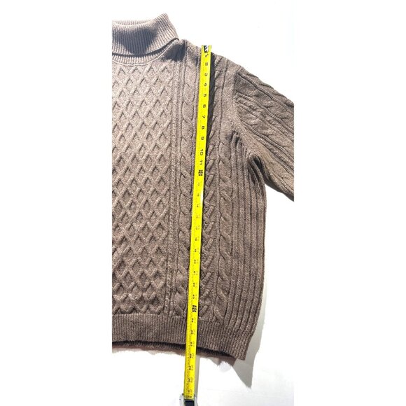 Mutual Weave XL Cable Knit Brown Turtleneck Sweater Cotton Blend Textured Design - Picture 6 of 10